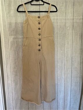 Wishlist Tan Button-Front Wide-Leg Jumpsuit